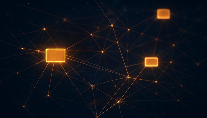 Glowing vector lines link floating words like "car rental" and "vehicle hire" in a dark digital void.